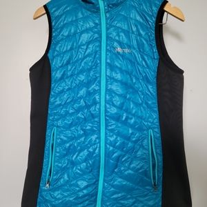 Marmot Teal Blue and Black Quilted Insulated Vest